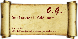 Oszlanszki Gábor névjegykártya